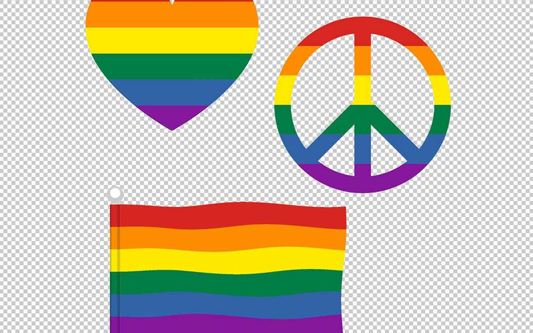 SET – Regenbogen Sticker Herz, Peace, Flagge – animierte und transparente Gifs